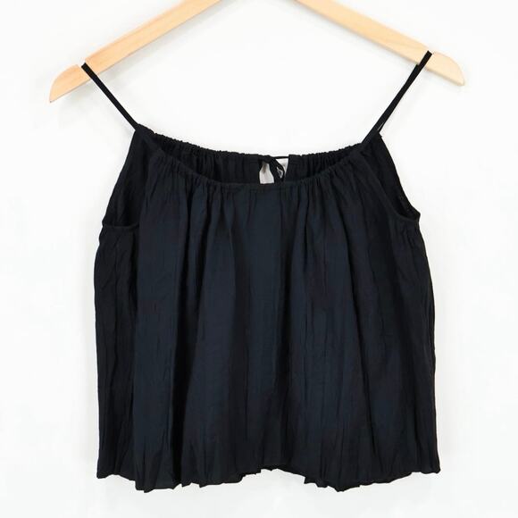 NWT J.Crew Crinkled Front Tie Camisole Tank Top In Black Size XS - Picture 4 of 8